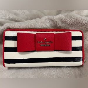 Kate Spade Julia Street Stripe Red and Black Wallet